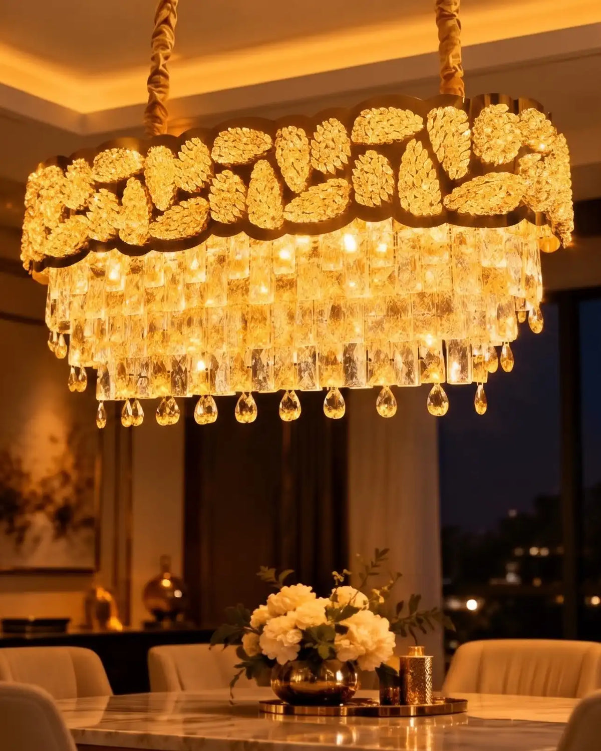 Grand Élise Floral Cascade Linear Chandelier