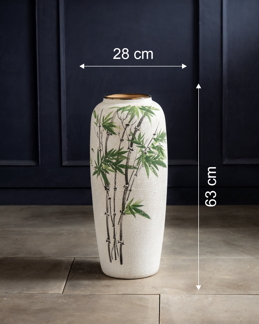 Hand Painted Bamboo Art Floor Vase - Large 