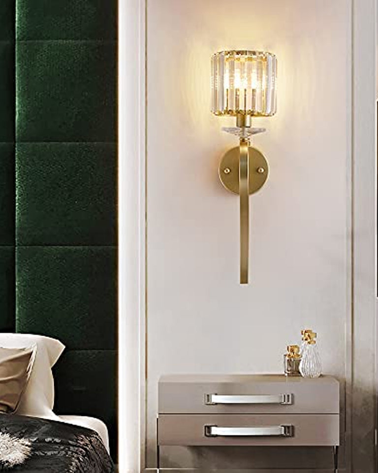 Gold Crystal Glass Shade Wall Light 