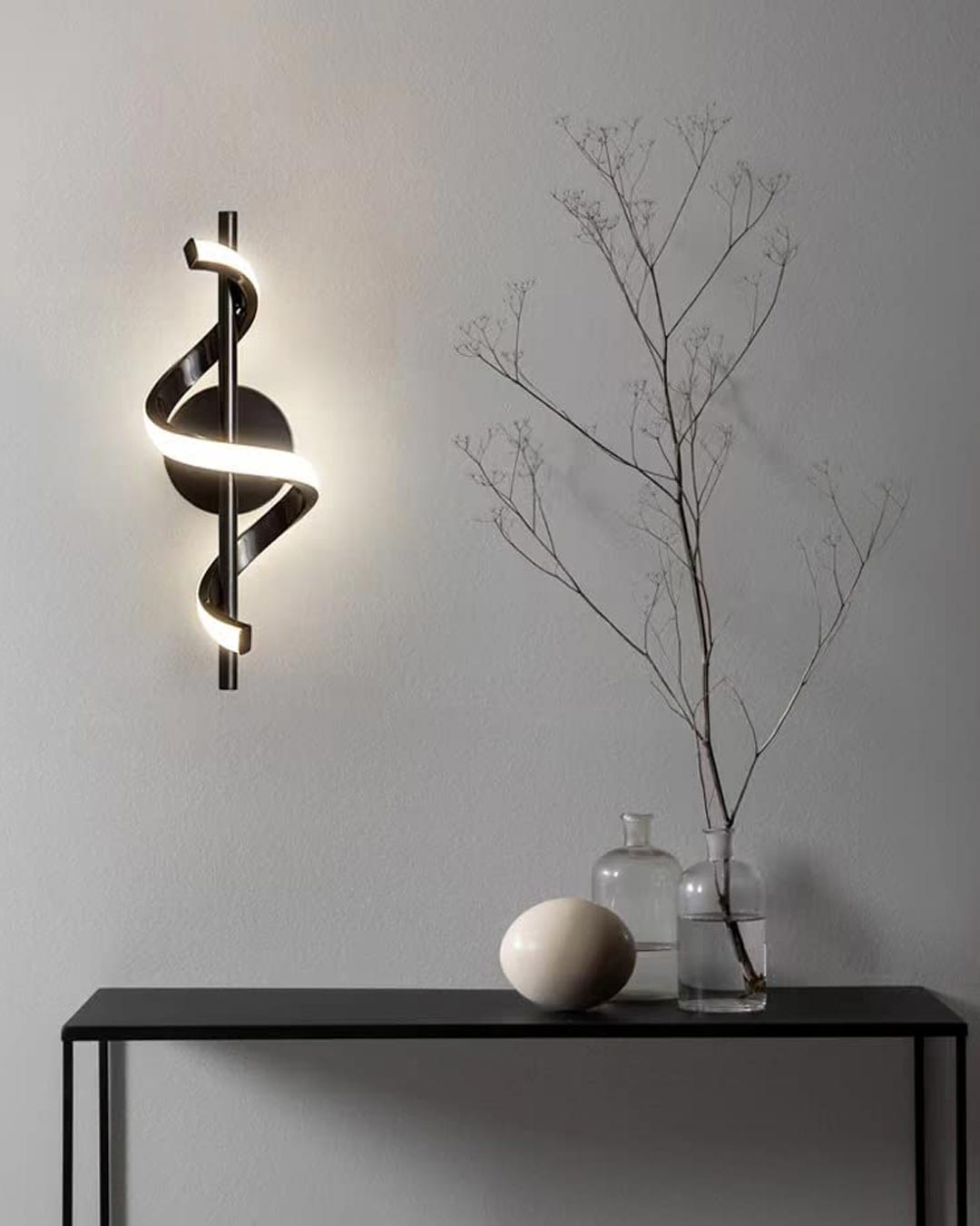 Sprial LED Wall Light - Black - The Decor Kart 