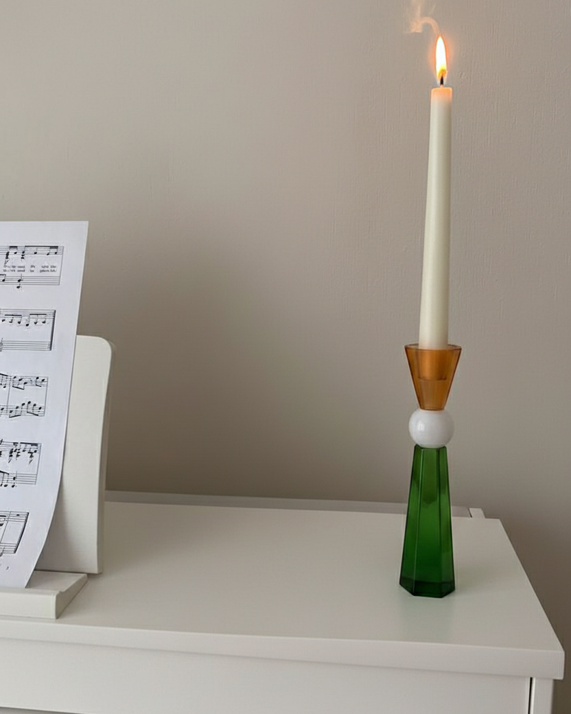 Emerald Glow Crystal Candle Holder - Big 