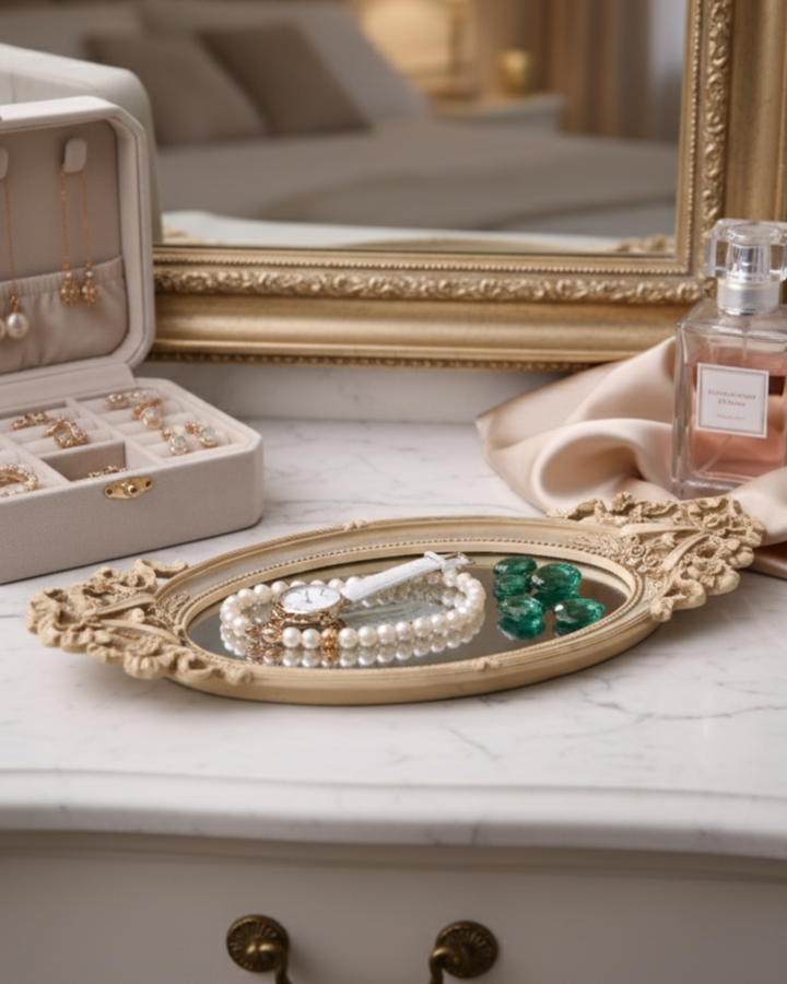 Royal Oval Bow Accent Mirror Tray 