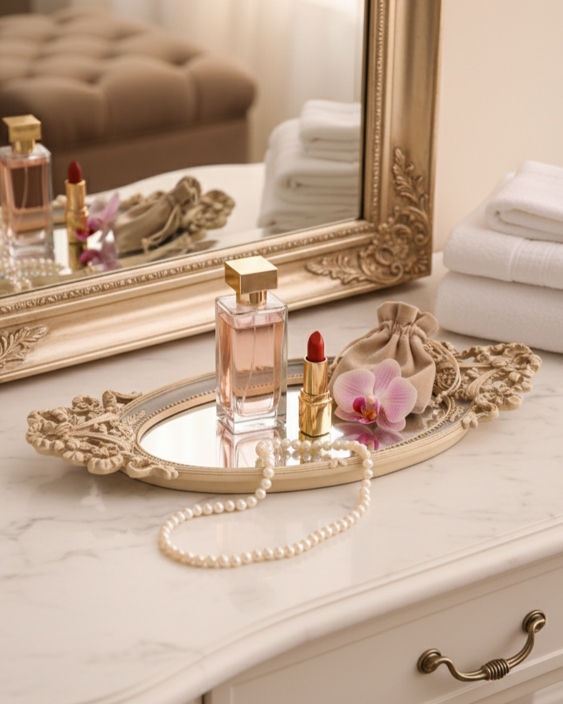 Royal Oval Bow Accent Mirror Tray 