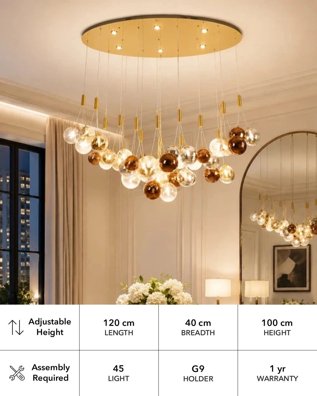 Lunora Floating Glass Orb Chandelier