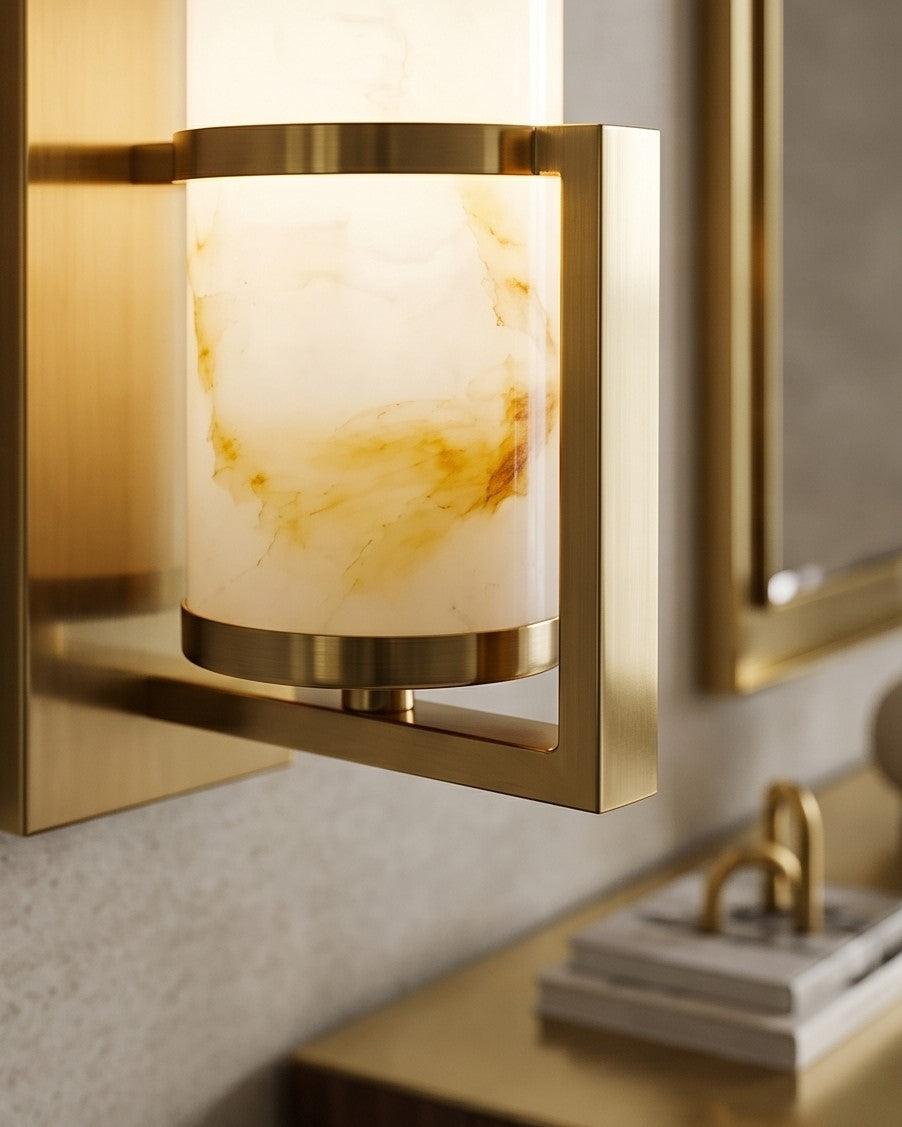 Ivory Stone Luxe Wall Sconce - Gold 