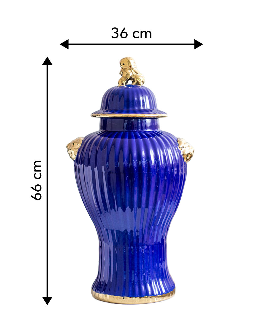 Luxe Royal Blue Foo Dog Temple Jar-Large