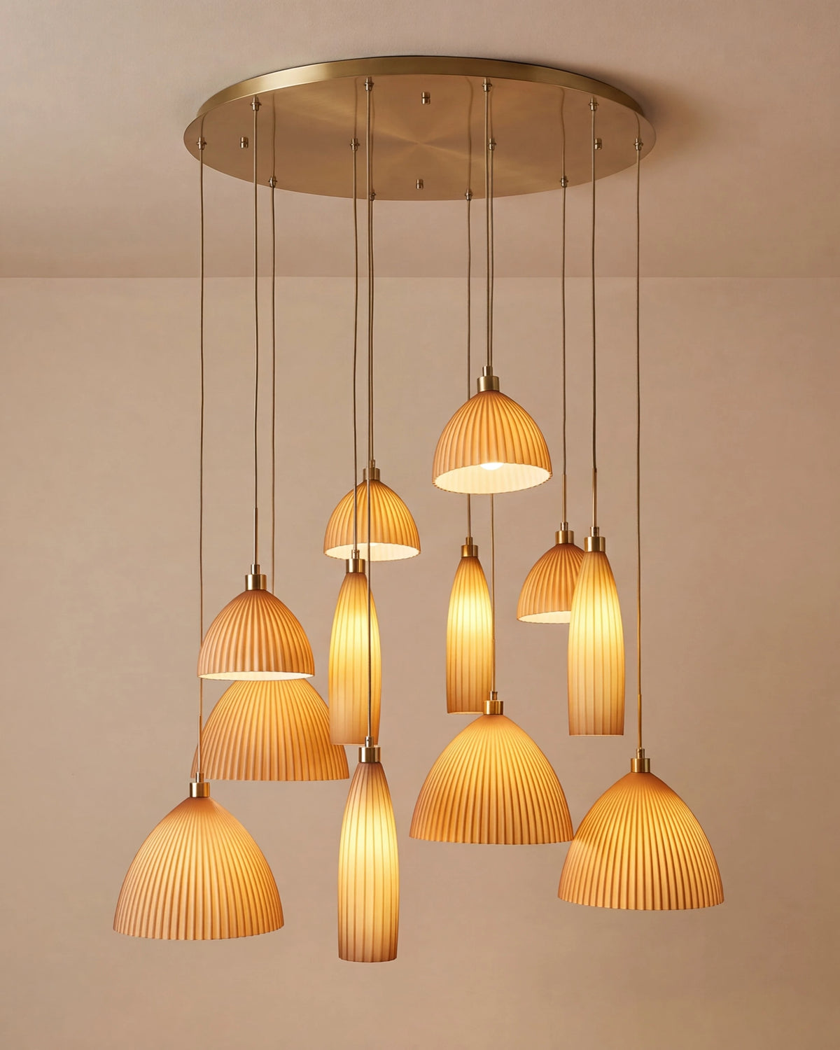 Pleated Shade Cluster Chandelier - 12 Lights