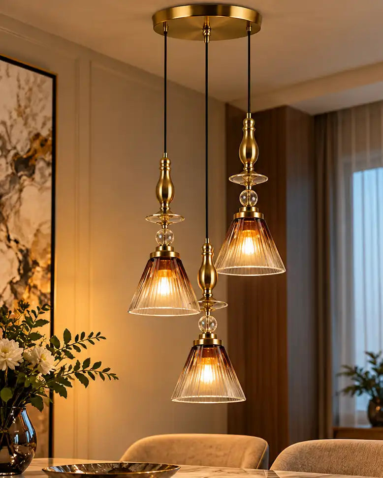 Virellia Fluted Elegance Triple Pendant Light