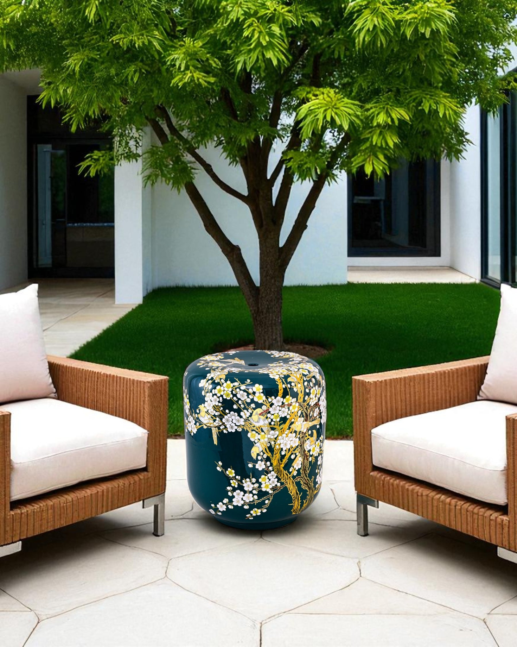 Sakura Blossom Garden Stool - Green 