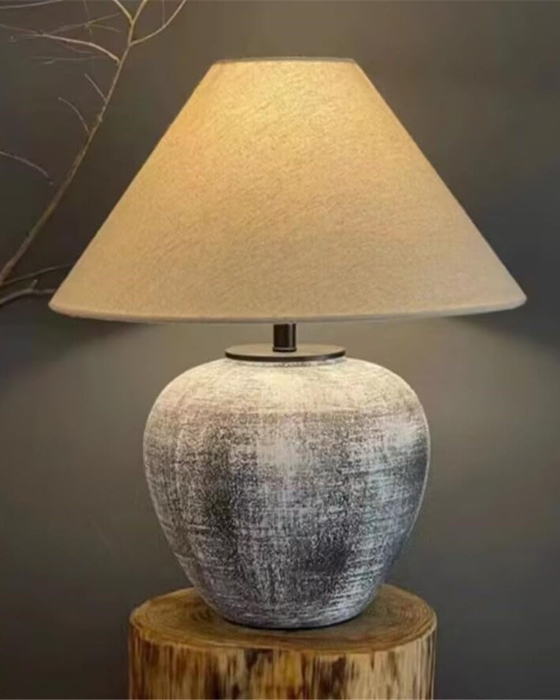 Rustic Ceramic Jar Table Lamp 