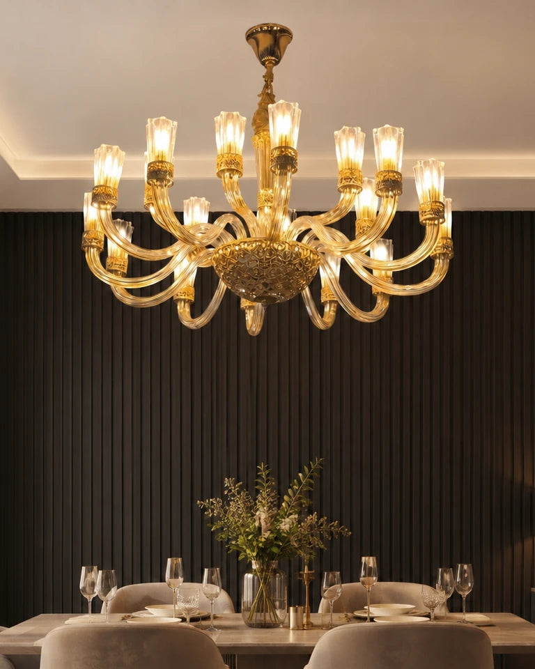 Amber Flow Chandelier - 18 Bulbs 