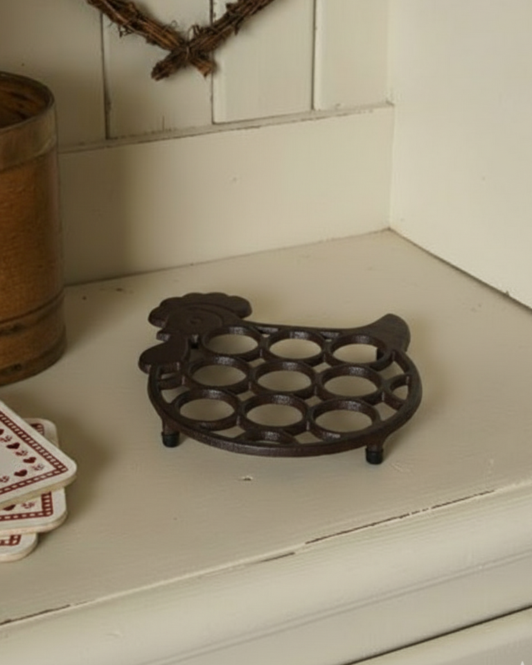 Hen Shaped Cast Iron Egg Holder 