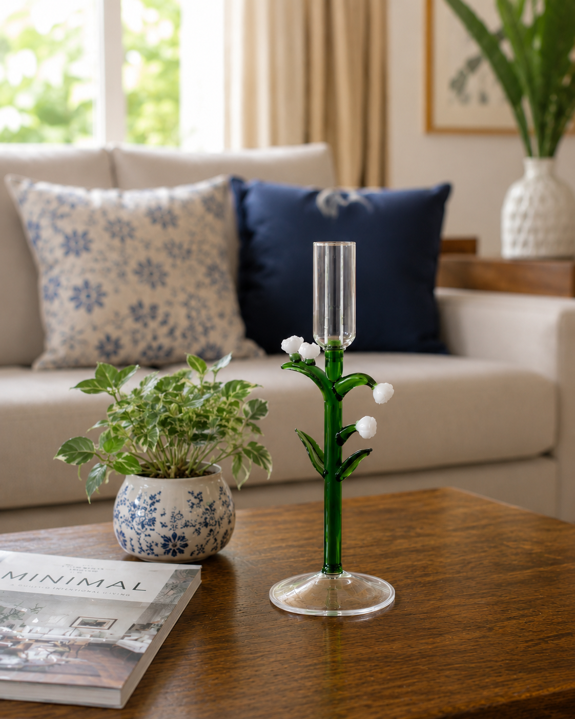 Botanical Stem Glass Candle Stand - Small 