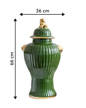 Luxe Royal Green Foo Dog Temple Jar