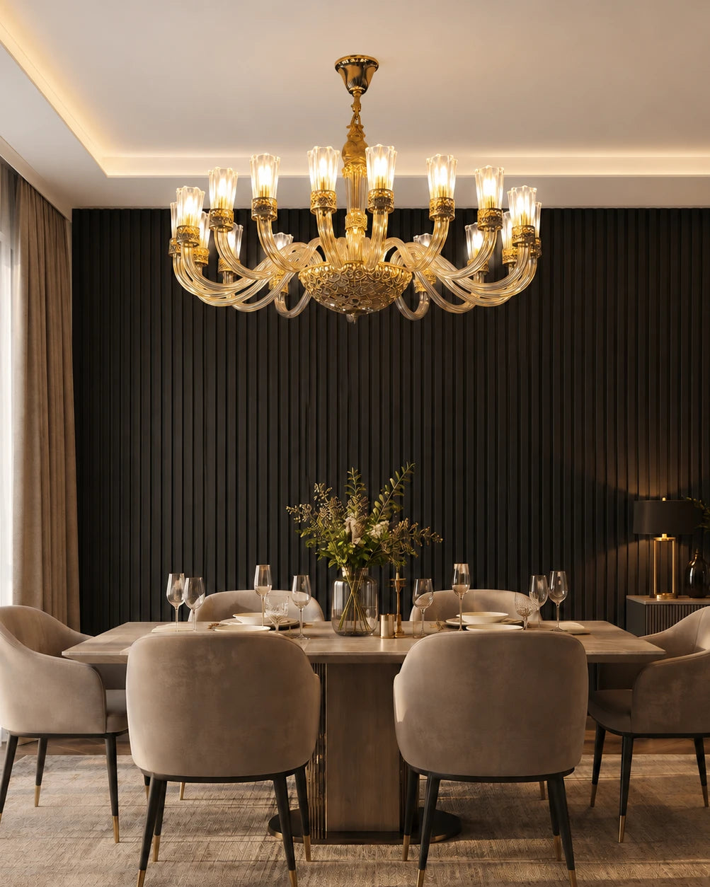 Amber Flow Chandelier - 18 Bulbs 