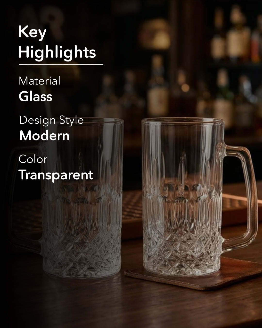 Sleek Cylindro Beer Mugs - Set of 2 