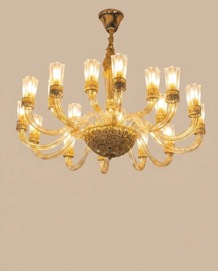 Amber Flow Chandelier - 18 Bulbs 