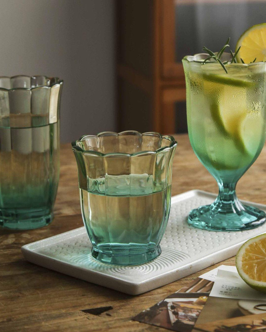 Green Ombre Tulip Tumbler - Set of 6