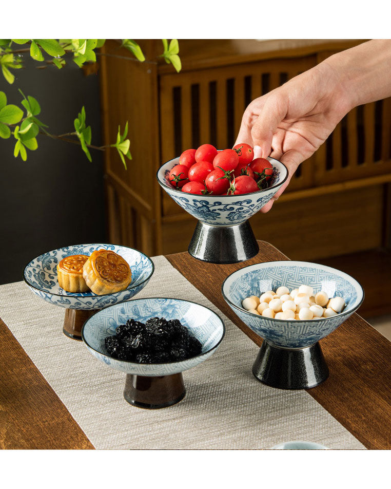 Blue & White Snacks Dried Fruit Serving Bowl