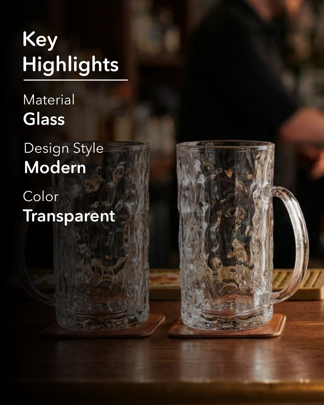 Hammered Glass Beer - Set of 2 
