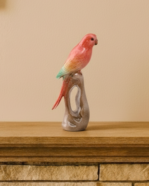 Coral Lovebird Decorative Figurine - Set Of 2 