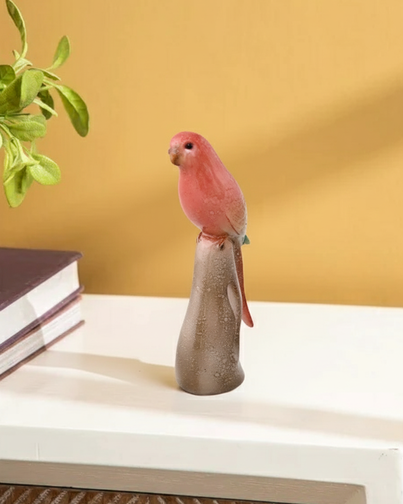 Coral Lovebird Decorative Figurine - Set Of 2 