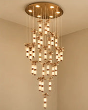 Golden Cascade Double Height Chandelier