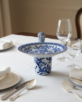 Royal Blue Floral Pedestal Bowl 