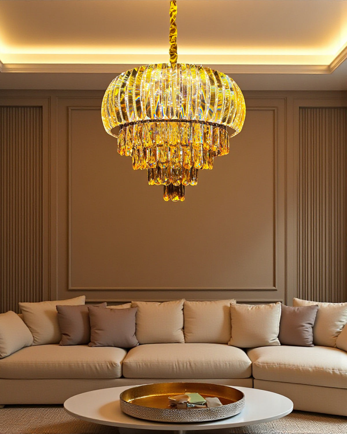 Golden Aurora Crystal Chandelier - 500MM
