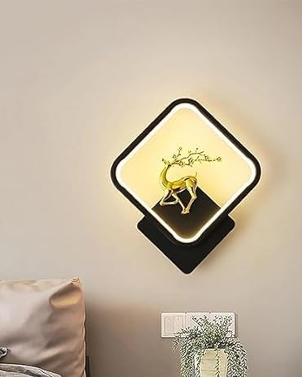 Square Led Deer Wall Light - Black - The Decor Kart 