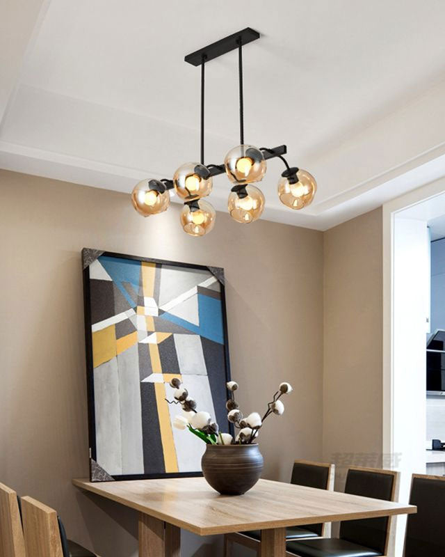 Modern Glass Bubble Chandelier - Amber - The Decor Kart 