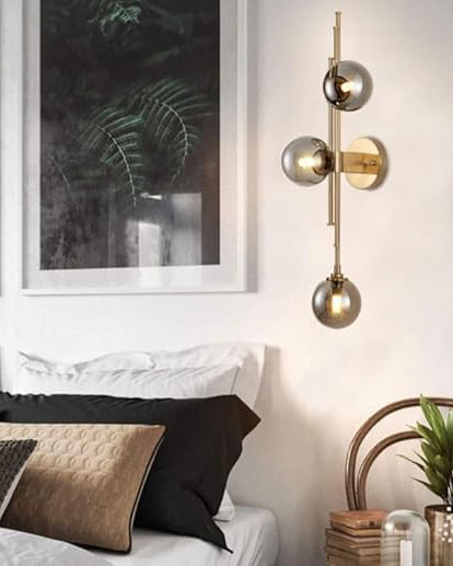 3 Head Glass Ball Wall Light - Smoke 