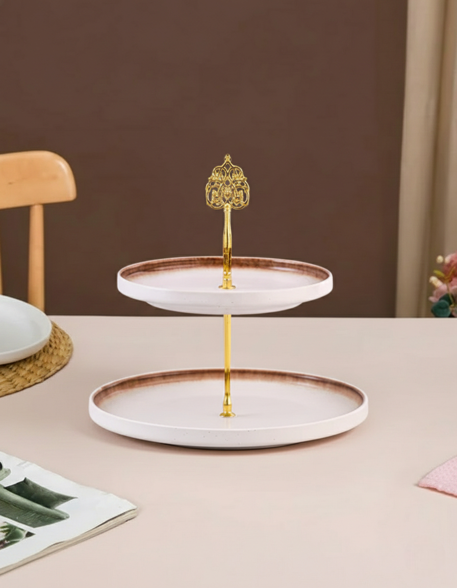 Artisan Glazed 2-Tier Cake Stand 
