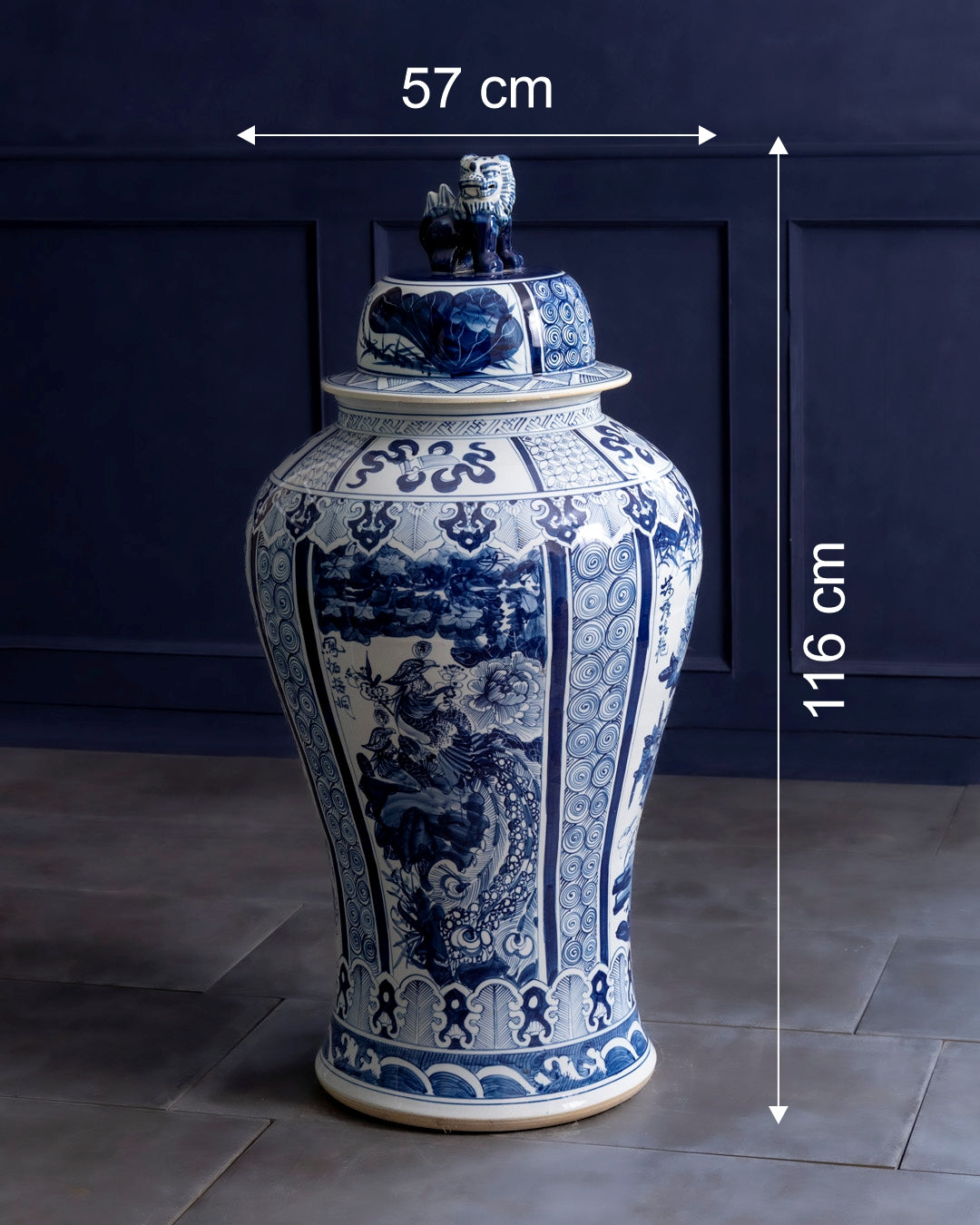 Royal Heritage Landscape Temple Jar with Guardian Lid - 116 CM 