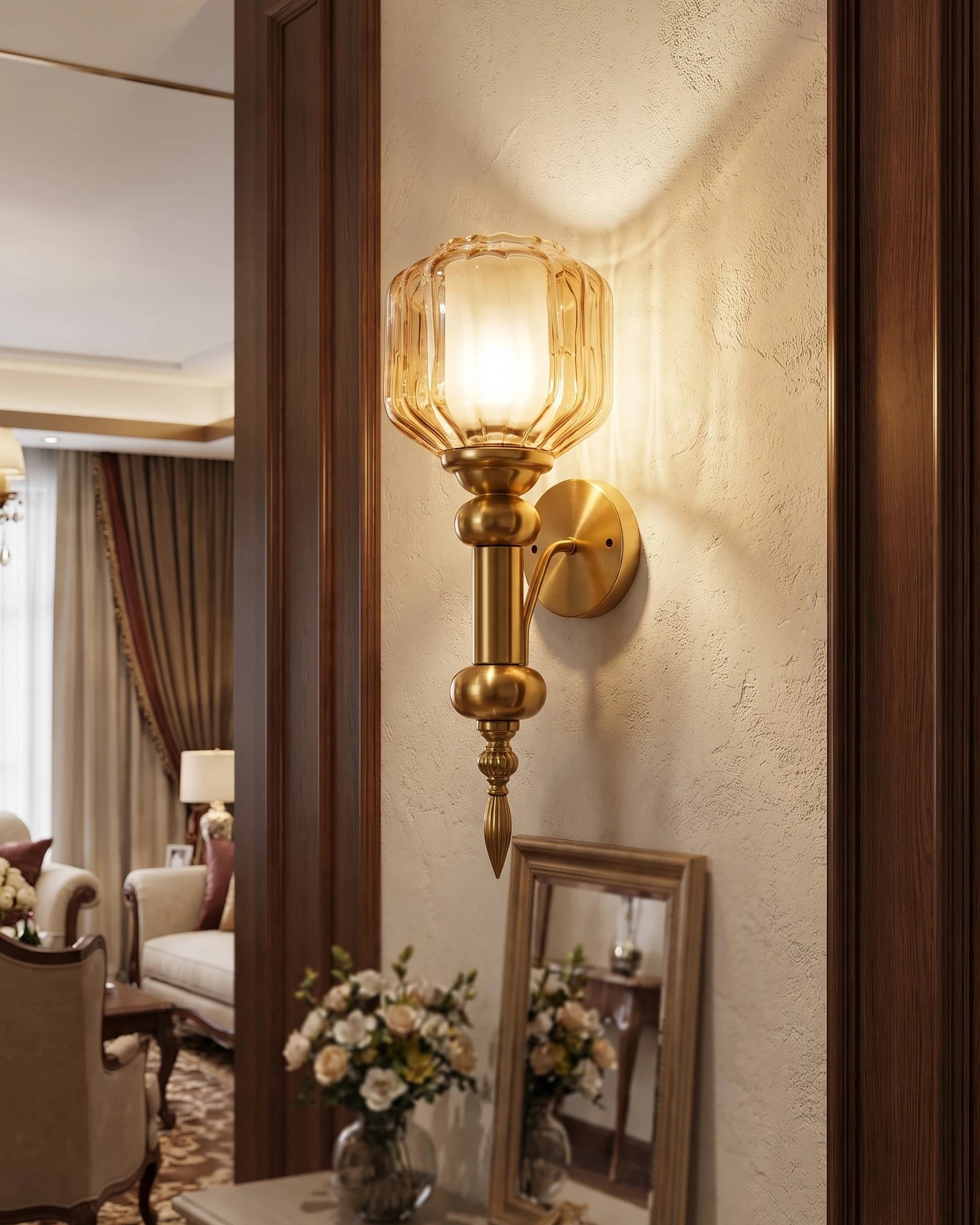 Amber Ribbed Wall Light 