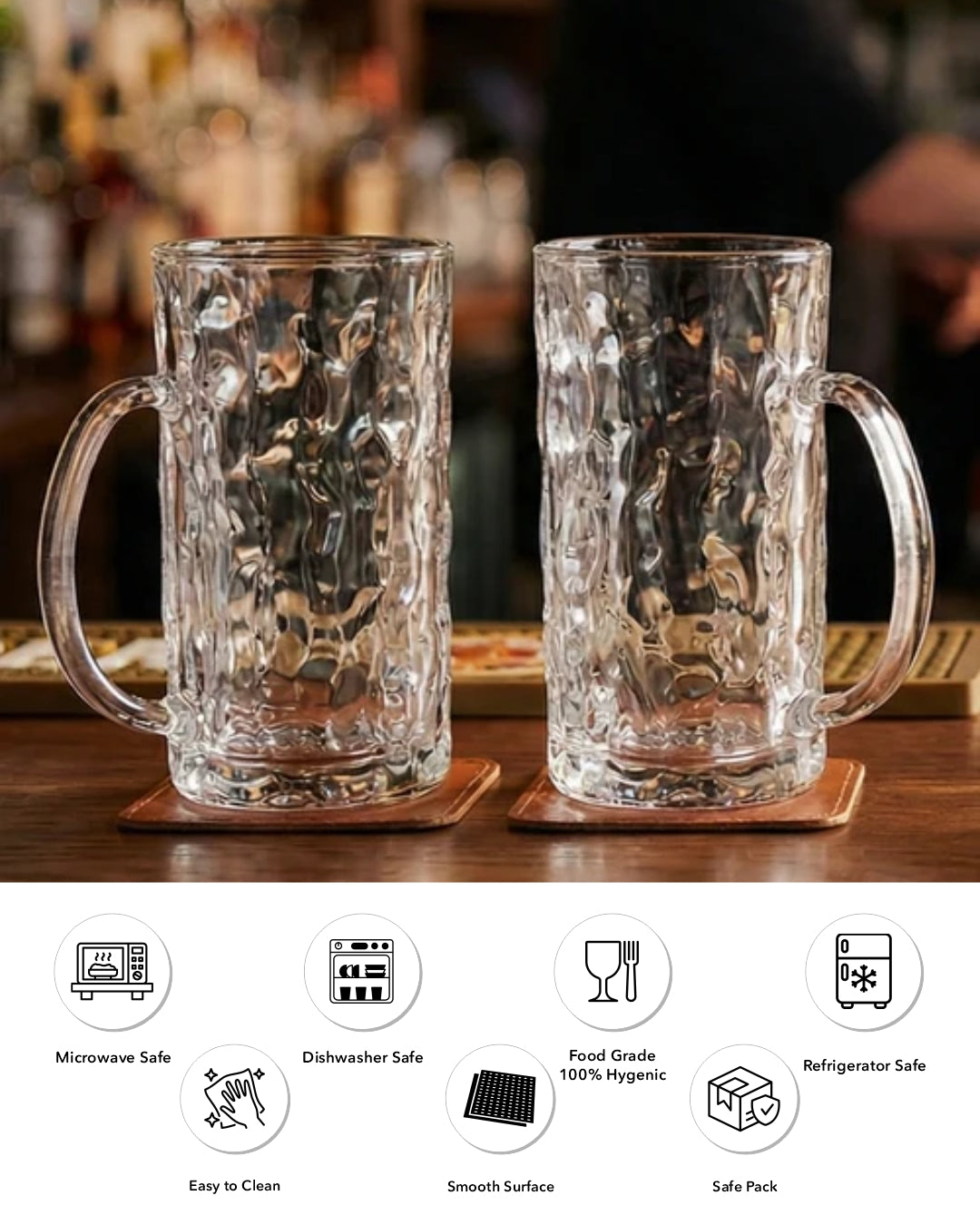 Hammered Glass Beer - Set of 2 