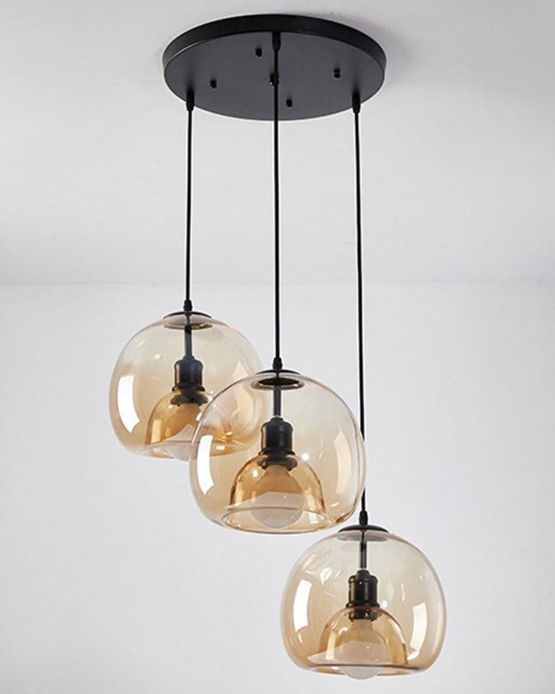 Modern Amber Glass Hanging Pendant Light 