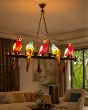 Colorful Parrot Aviary Tiffany Chandelier