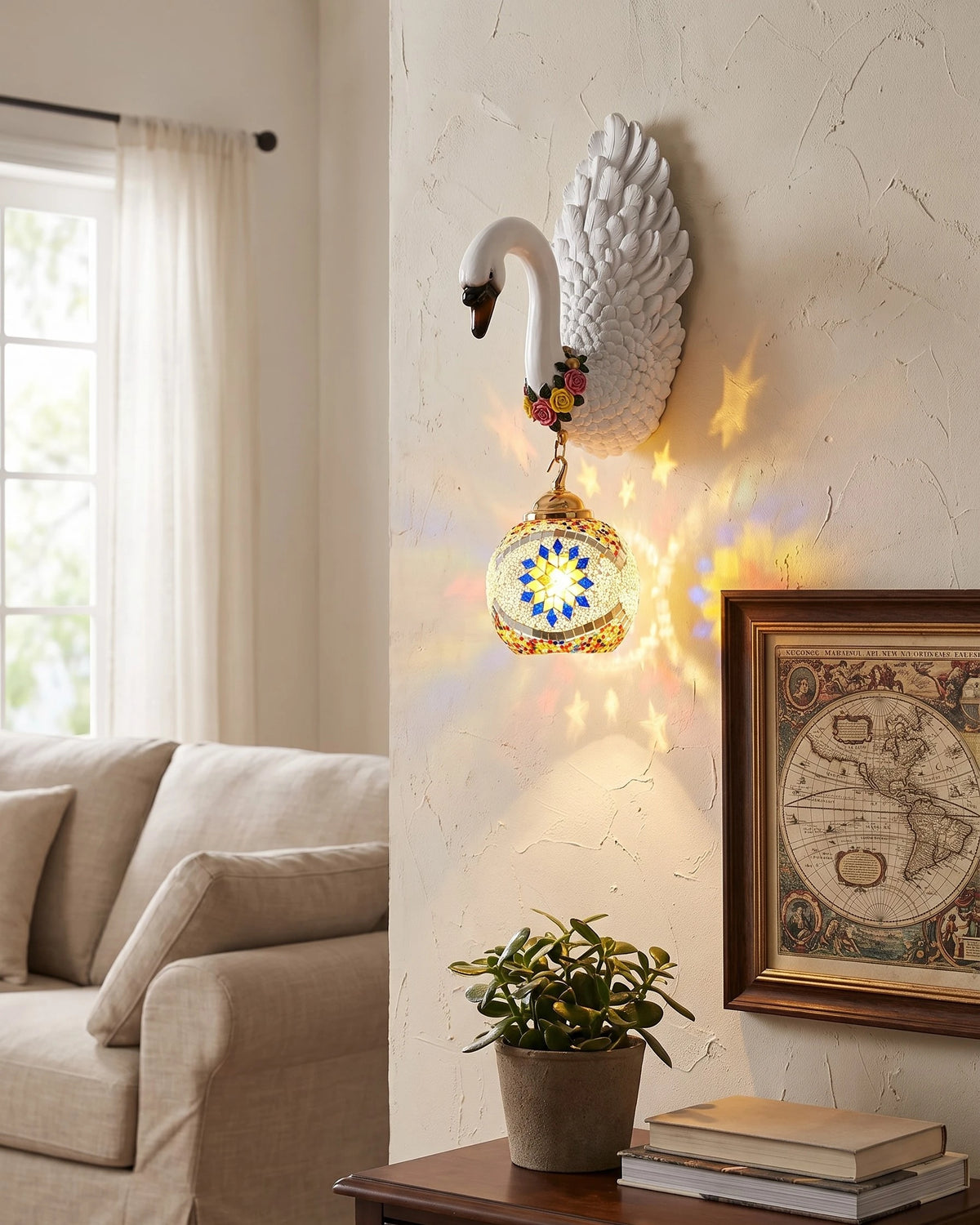 Royal Swan Mosaic Wall Light