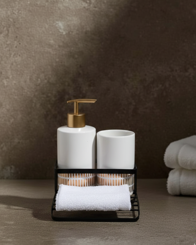 Modern Luxe 2 Piece Bath Set - White 