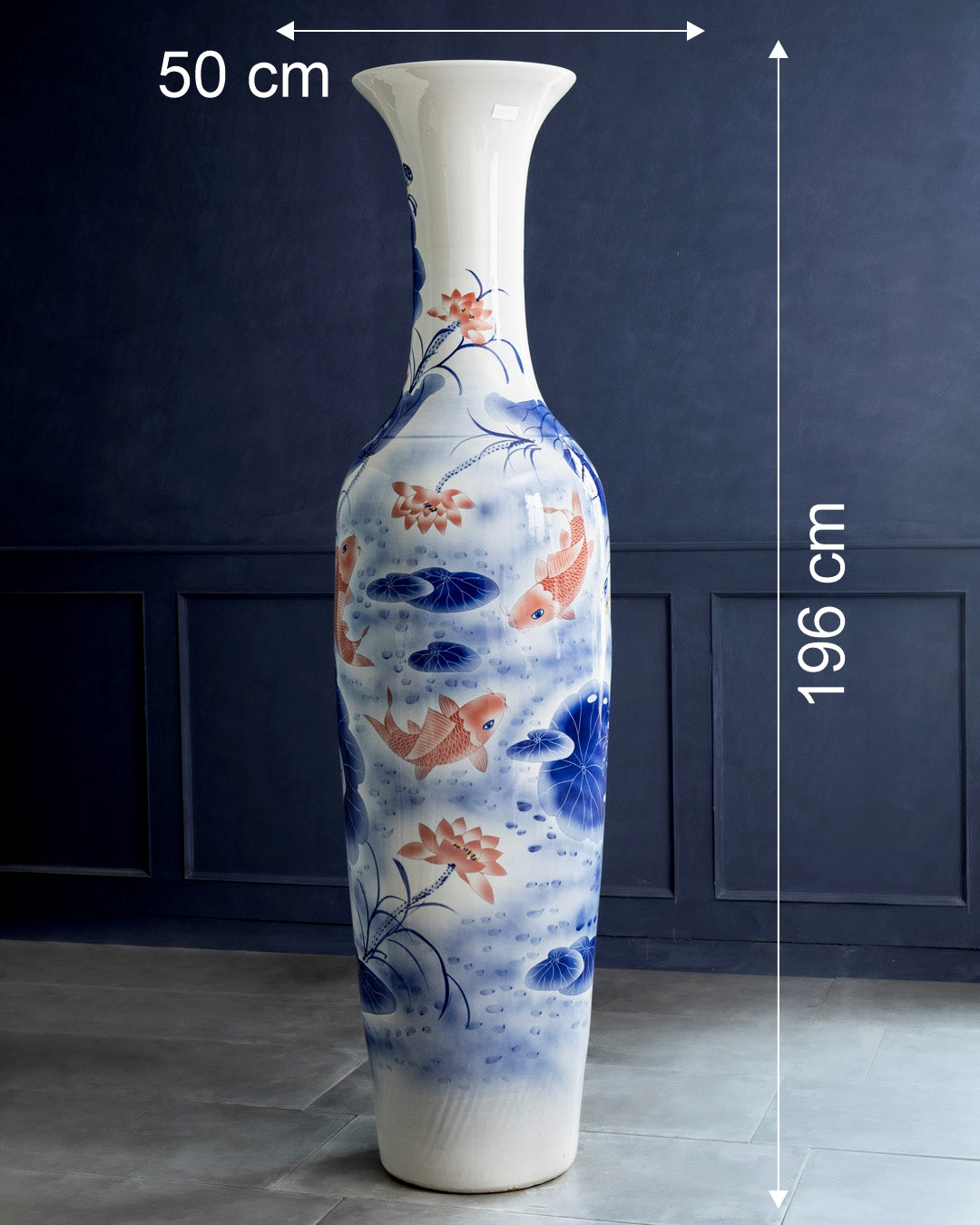 Grand Koi Serenity Tall Floor Vase - 6.4 Ft 