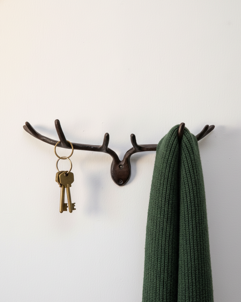 Deer Antler Cast Iron Wall Hook 