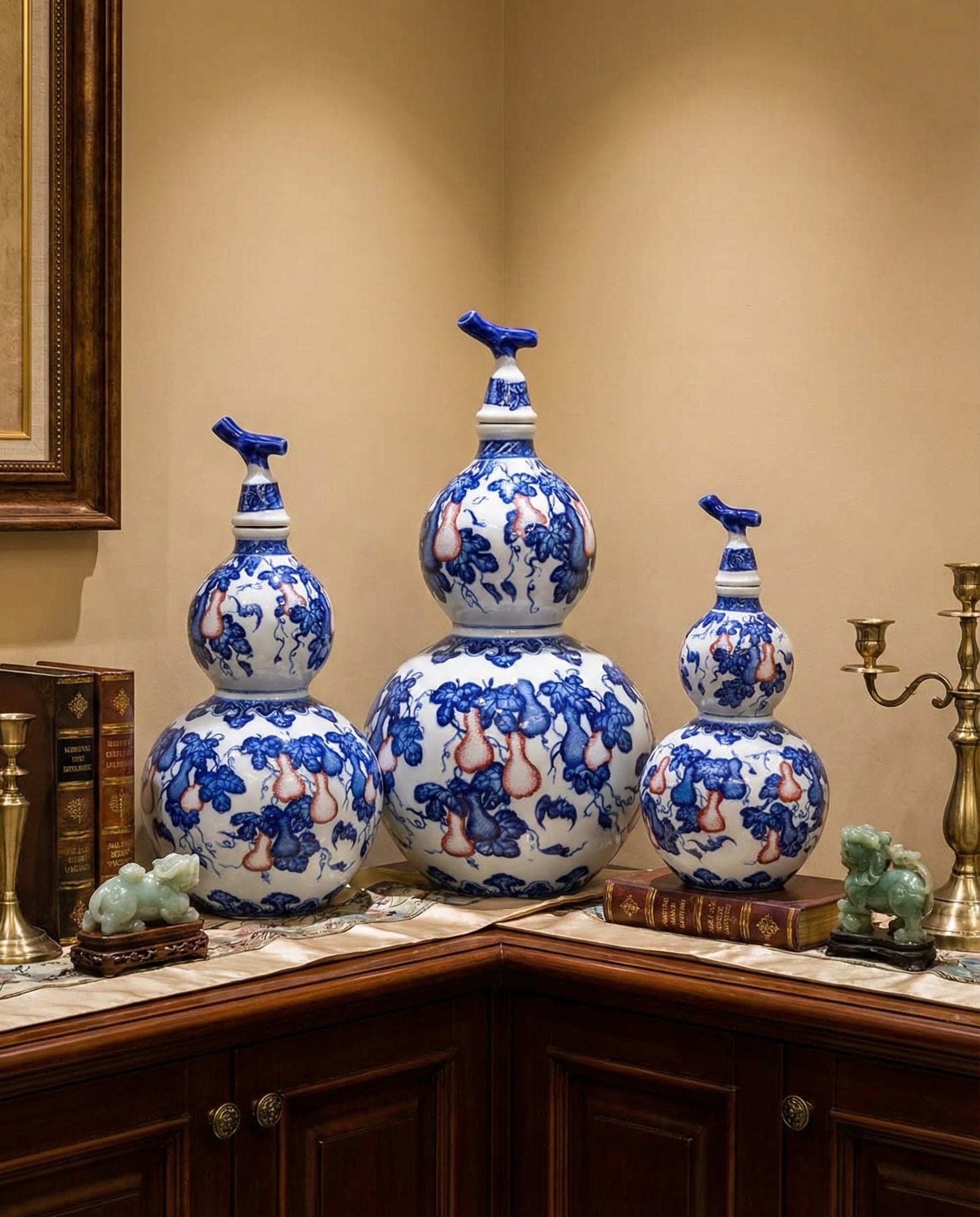 Blue and White Double Gourd Vase - Large 