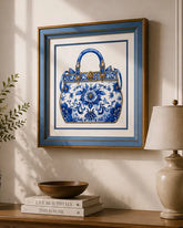 Blue & White Framed Wall art - 12"x12" 