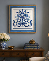 Blue & White Framed Wall art - 12"x12" 