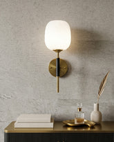 Ribbed Opal Wall Sconce 