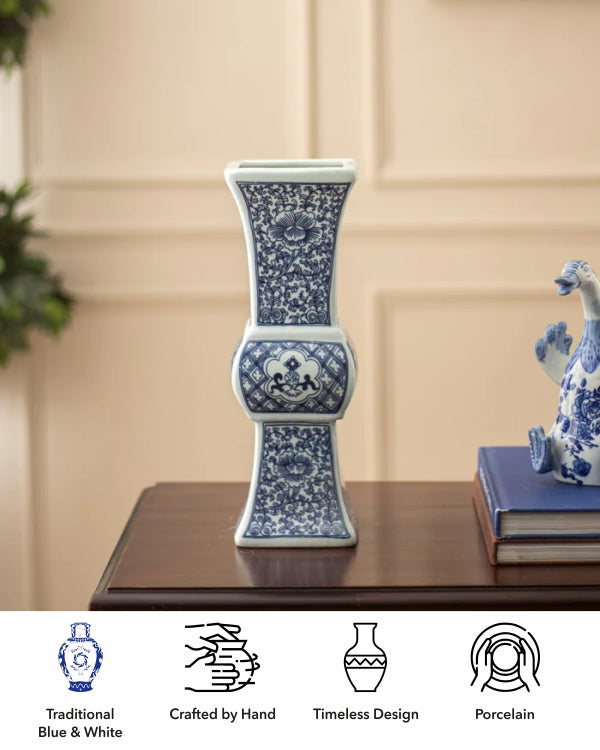 Classic Blue & White Porcelain Vase - The Decor Kart
