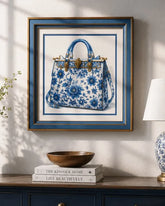 Blue & White Framed Wall art - 12"x12" 
