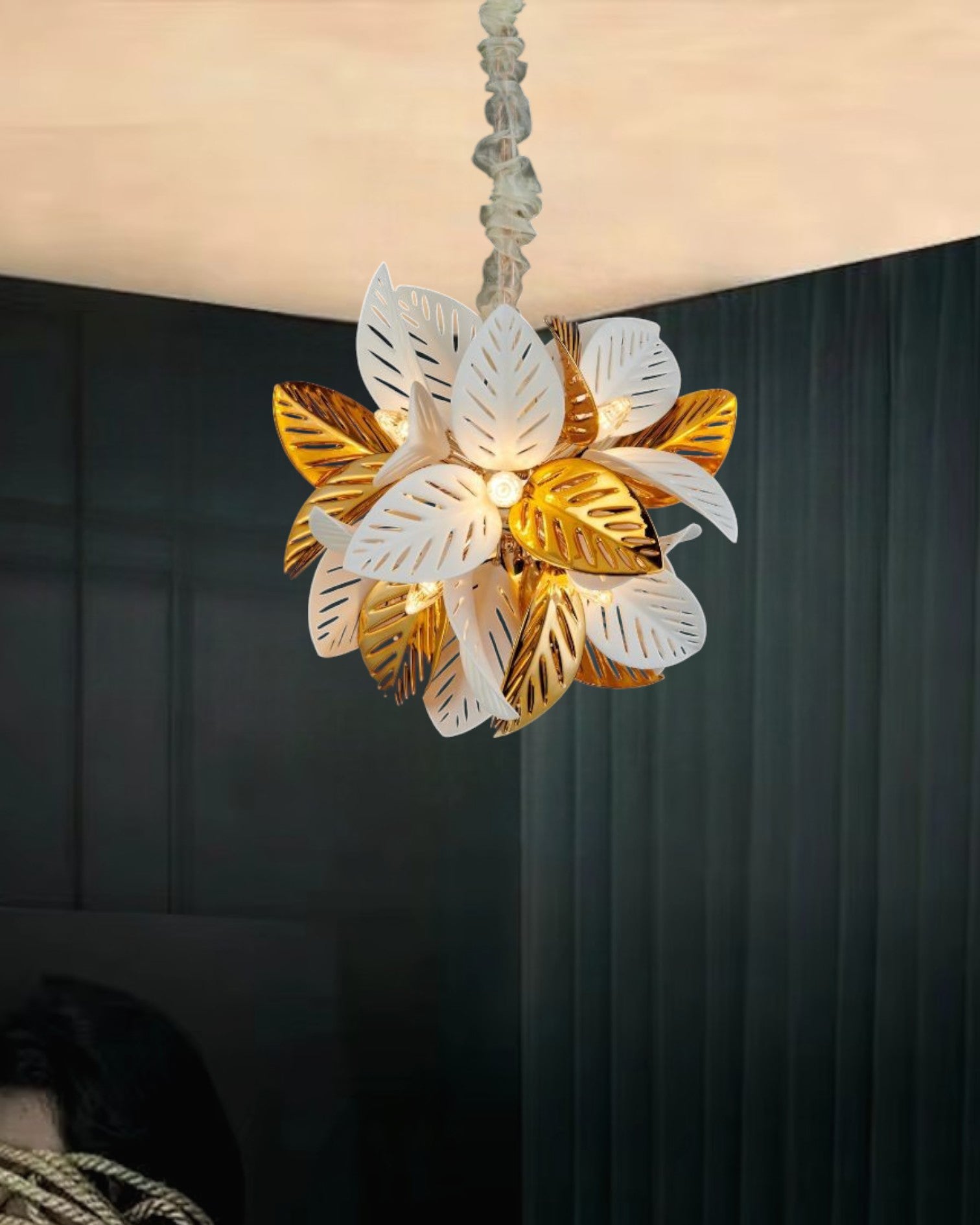 Leaf Cluster Pendant Chandelier - 12 Bulbs 