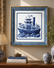 Blue & White Framed Wall Art - 12"x12"